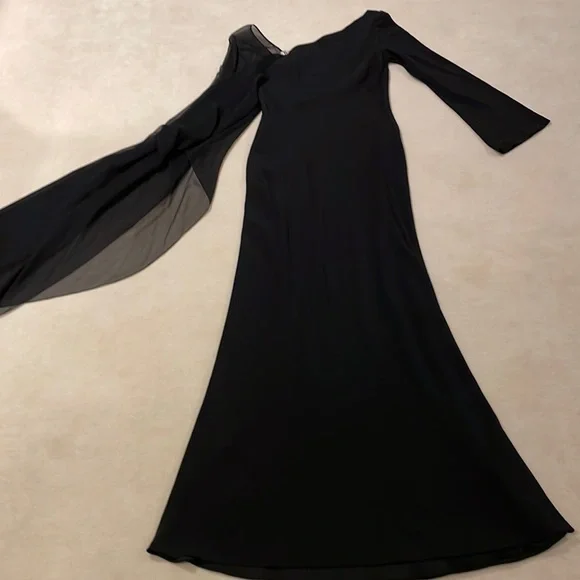 MELINDA ENG COUTURE BLACK 100% SILK GOWN size 10 - Picture 2 of 10